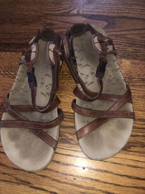 Women's MERRILL Brown Athletic Sport Hiking Leather Sandals Shoes_Size 