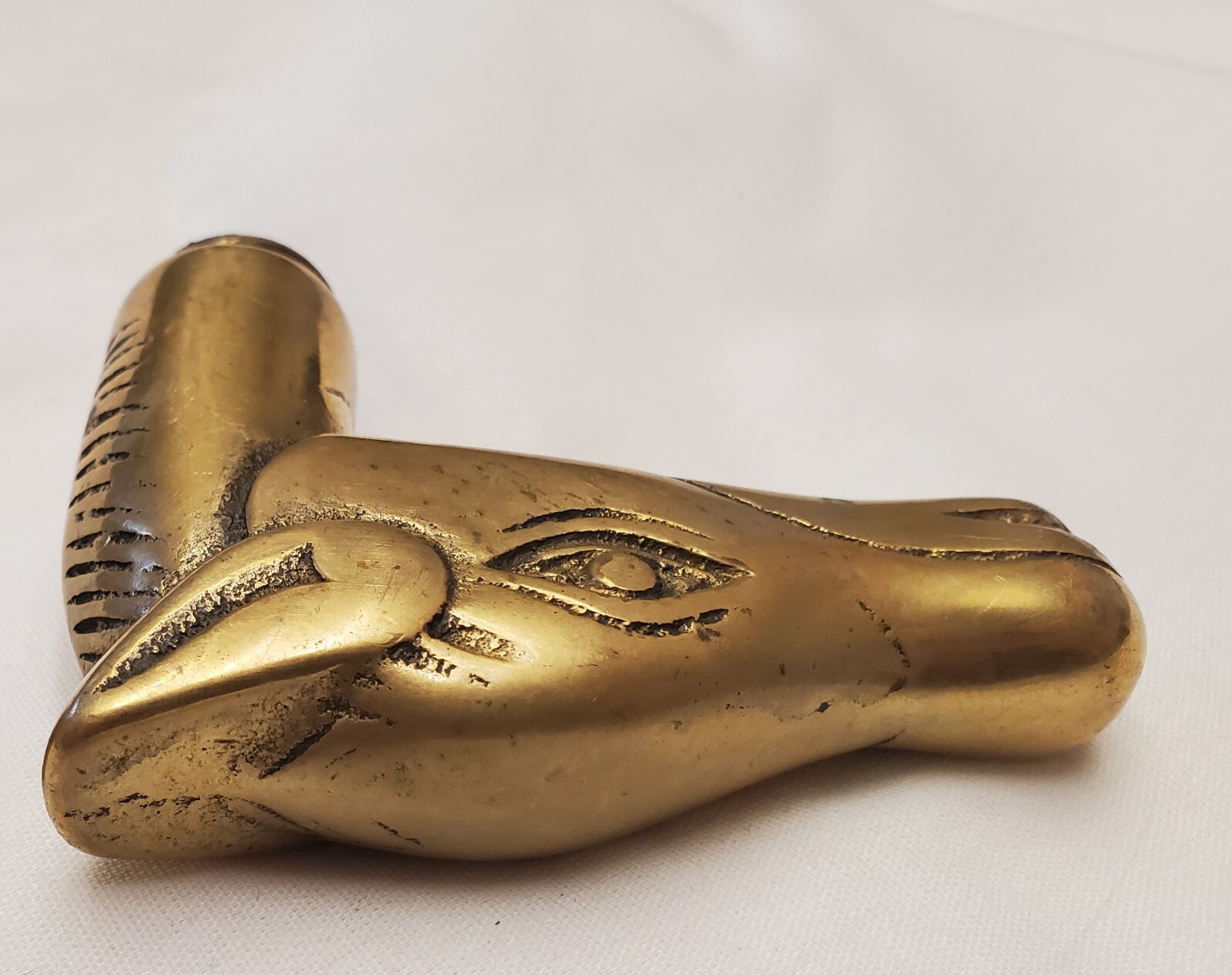 Vintage Solid Brass Threaded Horse Head Cane Hand… - image 5