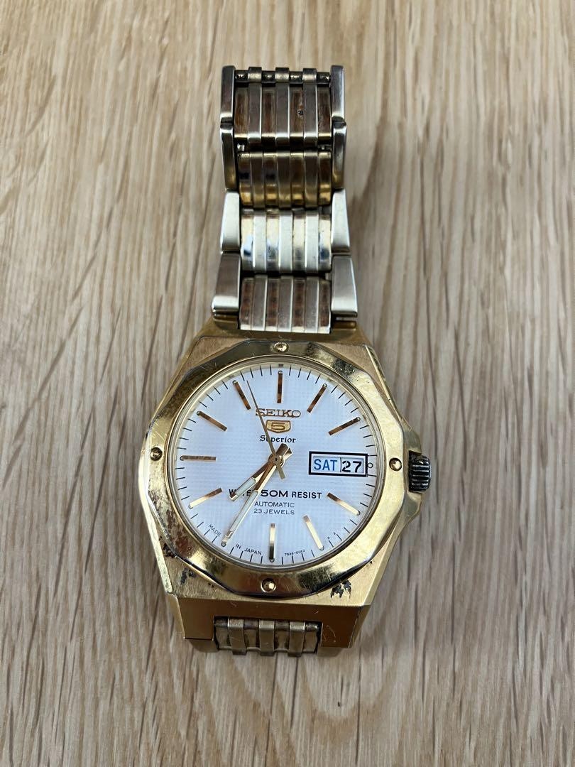 SEIKO Superior 7S36A Men's Automatic Round Gold W37mm Japan Made
