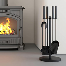 Set Da 5 Pezzi per Caminetto, Nero – Diametro 18X48 Cm – Accessori per Bruciator