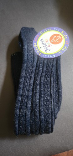 Jefferies Sock Girls Cable Knit School Uniform Knee High 1 Pair Navy Blue 12-6