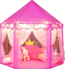 Princess Castle Play Tent for Girls Large Kids Play Tents Hexagon Playhouse with