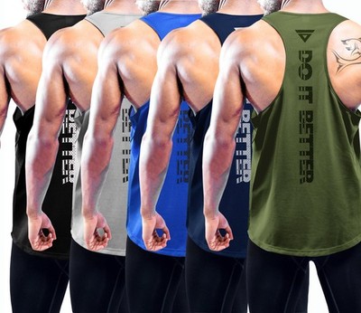 Men's 5 Pack Gym Muscle Tank Dry Fit Y-Back Mesh Sleeveless Top Fitness Train...