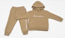 Champion Kids Tan Fleece Hoodie Jogger Sweat Set Logo Pullover 2 Piece 24M