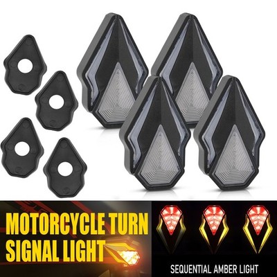 4pcs Mount Flush Mini Motorcycle LED Signal Turn Blinker Brake Light Amber+Red