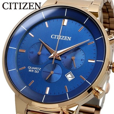 CITIZEN Watch Zushichin Chronograph Quartz Men s Blue Rose Gold Overseas Model A