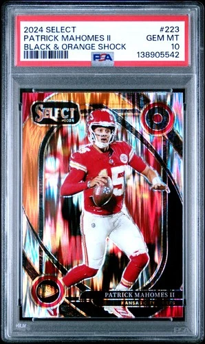 2024 PANINI SELECT BLACK & ORANGE SHOCK #223 PATRICK MAHOMES II PSA 10