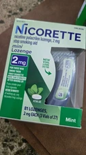Nicorette Mini Nicotine Lozenges, 2 mg Stop-Smoking Aid, Peppermint Flavor, 81