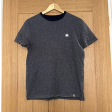 Pretty Green Men's Striped T-Shirt Navy White Cotton Jersey Logo Accent Size S