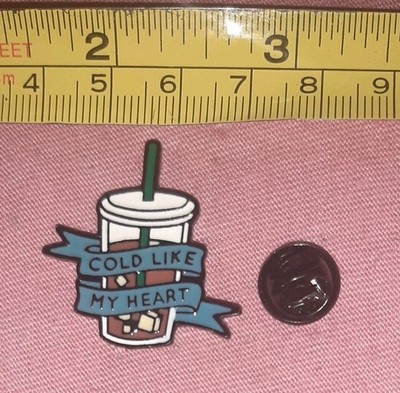 Funny Iced Coffee Cold Like My Heart Enamel Bag Jacket Pin