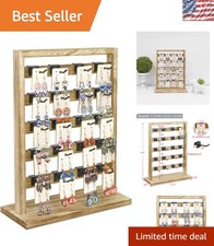 Stylish Oak Jewelry Rack with Removable Hooks - Organize Necklaces Bracelets