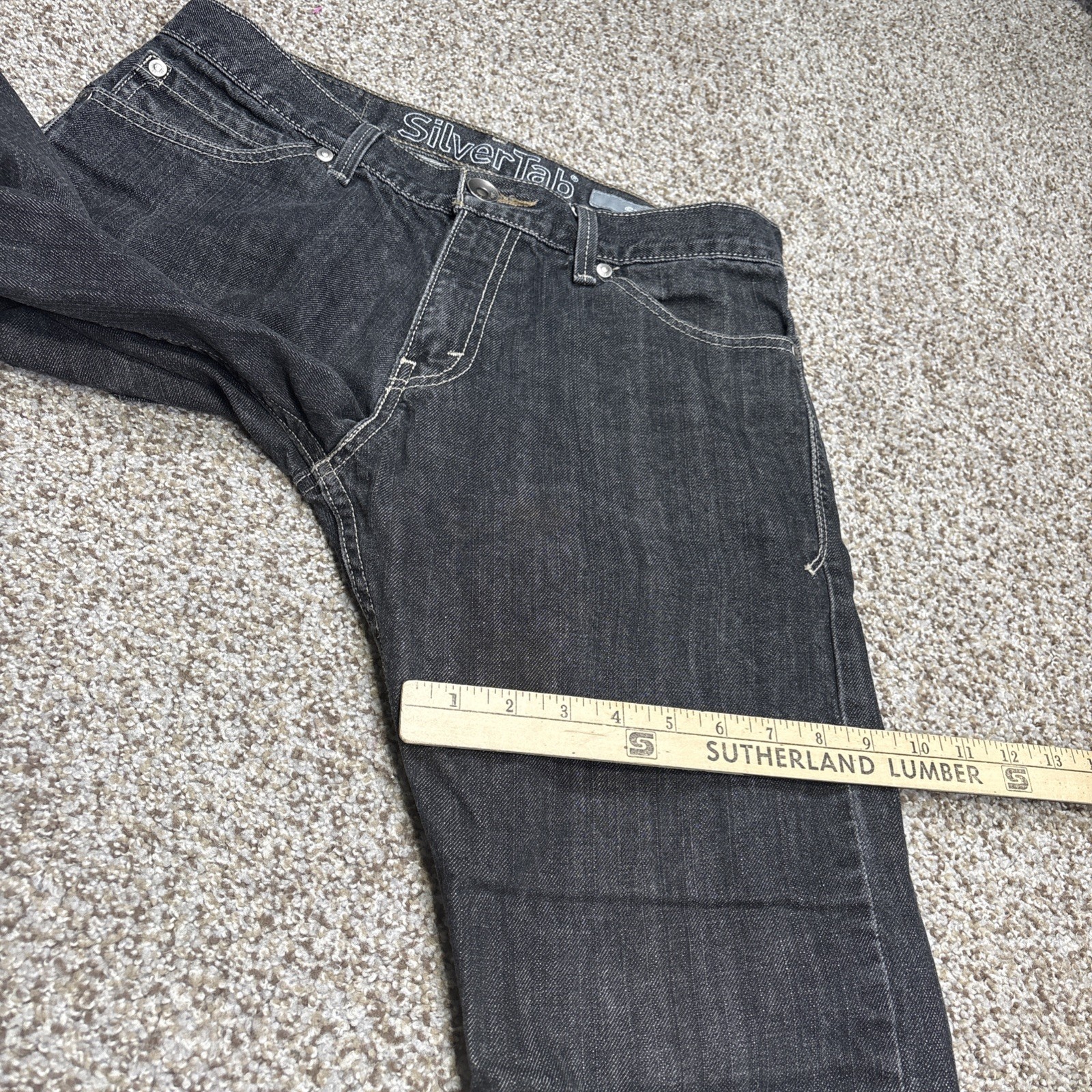 Levis Silver Tab Slim Jeans Mens 31 X 29 Black Denim Faded  Straight Skater Y2K - View 12