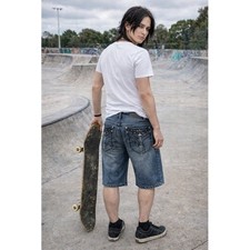 Vintage Blac Label Men's Denim Shorts Studded Pockets Baggy Grunge Goth Studded