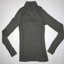 Goode Rider XS Womens Wool Blend Equestrian Quarter Zip Pullover Top Brown