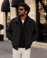Vintage Members Only 100 Wool Bomber Jacket Mens 42 Large Gray Made Hong Kong