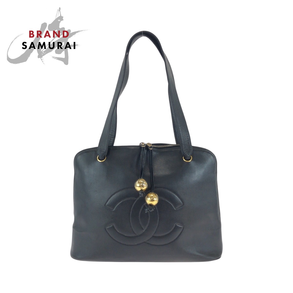 CHANEL Black Caviar Coco Mark Tote with Gold Hardware