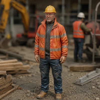The Elder Site Foreman | Grey Resin Slot Car Diorama Figur