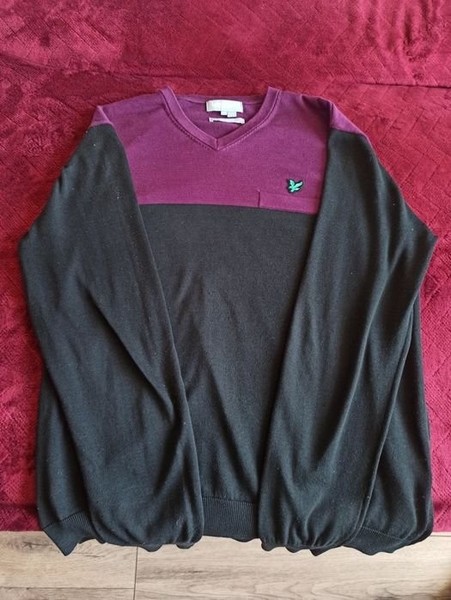 Men Lyle Scott Sweater Black Purple 42
