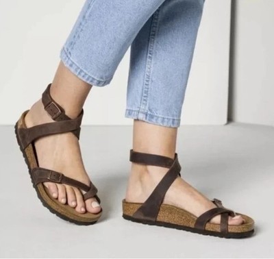 Birkenstock Yara Ankle Strap Sandals Brown Oiled Leather Bohemian