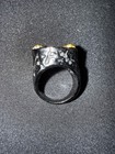 Black & Gold Textured Statement Cocktail Ring Band, Round, Size 7 — photo 4