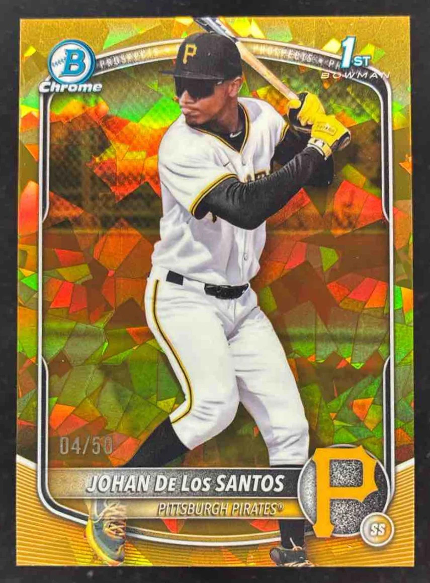 2025 Bowman Chrome Sapphire Gold Refractor #BCP-163 Johan De Los Santos RC /50