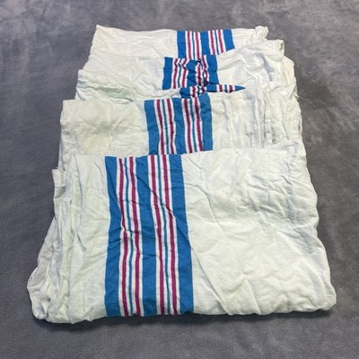 Vintage Hospital Receiving Infant Baby Blankets Lot of 5 Blue Red Stripes