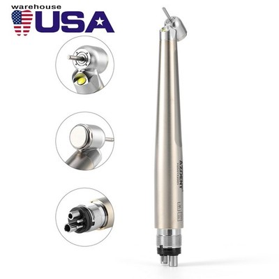 AZDENT Dental 45° High Speed Handpiece LED E-generator Titanium Plating 4Holes
