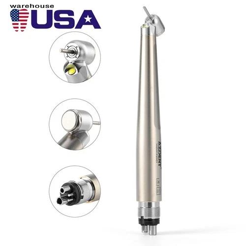 AZDENT Dental 45° High Speed Handpiece LED E-generator Titanium Plating 4Holes