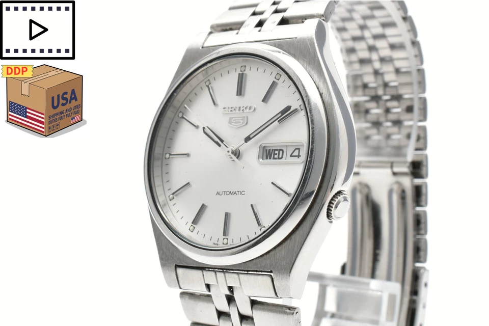 Vintage [NEAR MINT] SEIKO 5 7S26-3170 White Dial 36mm Mens Automatic Watch JAPAN - Image 2 of 4