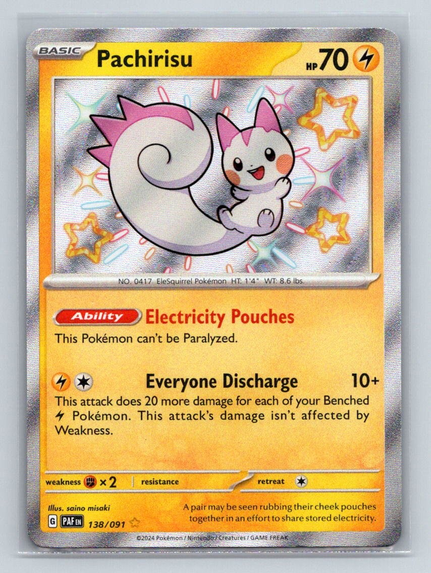 Pachirisu Holo Shiny Rare PAF SV: Paldean Fates 138/091 NM