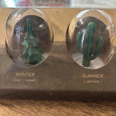 Qualy Winter Summer Salt & Pepper Shaker Set Kitchen Goods Xmas Tree & Cactus
