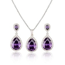 Mycitta Bridal Jewelry Set for Wedding - 18k Plated Teardrop CZ Crystal Cubic...