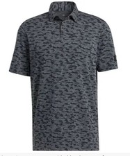 Adidas Men  s Go To Camo Print Polo W/Stone Oak Logo-Black/Gray-2XL NWT