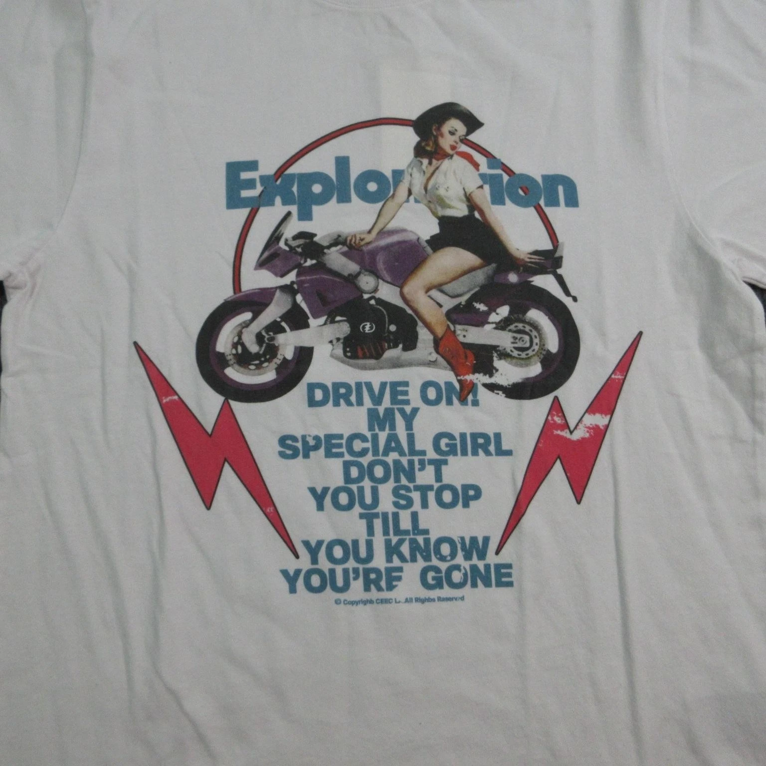 Exploration Motorcycle Shirt Mens Small White CEEC Drive On Graphic Tee NWT - product detail image 2