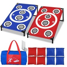 NZQXJXZ Cornhole Board Set with 8 Bean Bags 3x2 Ft Corn Hole Games Portable C...