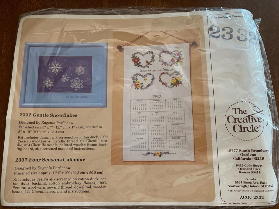 Creative Circle Christmas Gentle Snowflakes Crewel Embroidery Kit #2332 NEW - Image 2 of 4