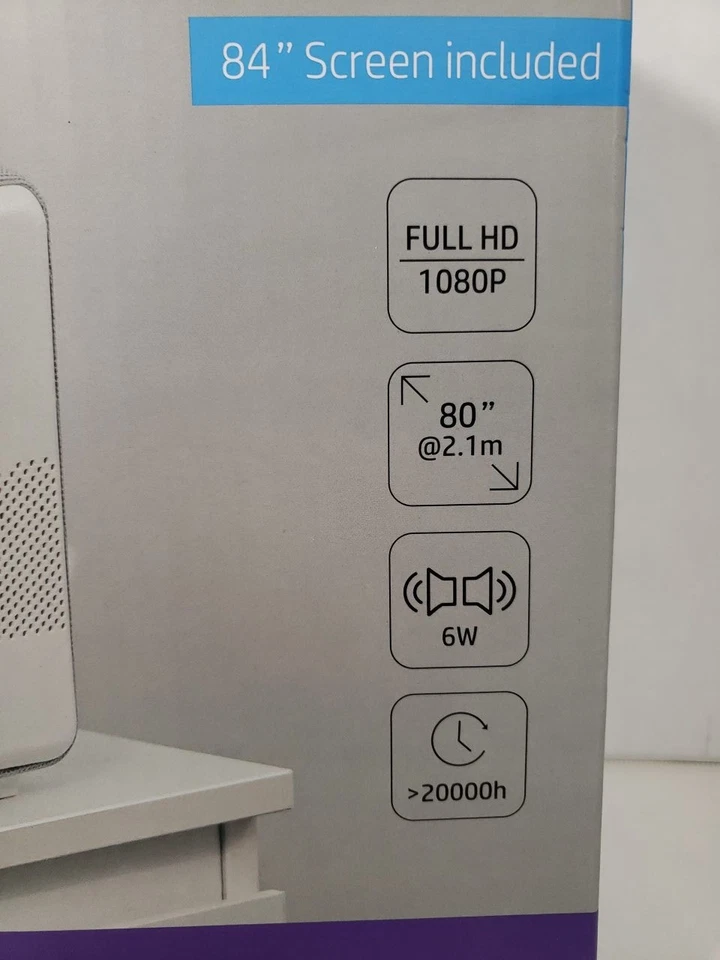 HP LCD Projector CC200 Short-Throw FullHD 1080p With Roku Express And 84" Screen - Image 3 of 4