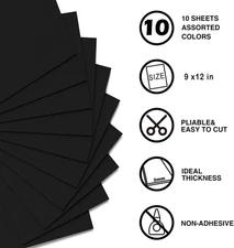 Black Foam Sheets Crafts 9x12 Inch 2mm Eva Craft Foam Paper for Crafts Projec...