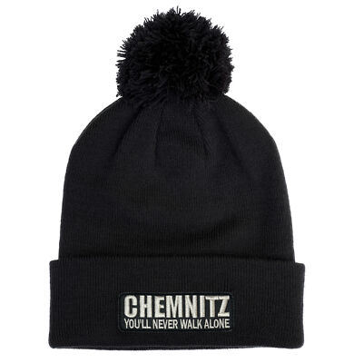 Bommelmütze Chemnitz you'll never walk alone in schwarz Beanie Mütze Fußball 