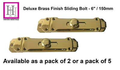 Türriegel Dead Lock poliert Messing Oberfläche Schieben Deluxe Schwerlast Verschluss 6'' 