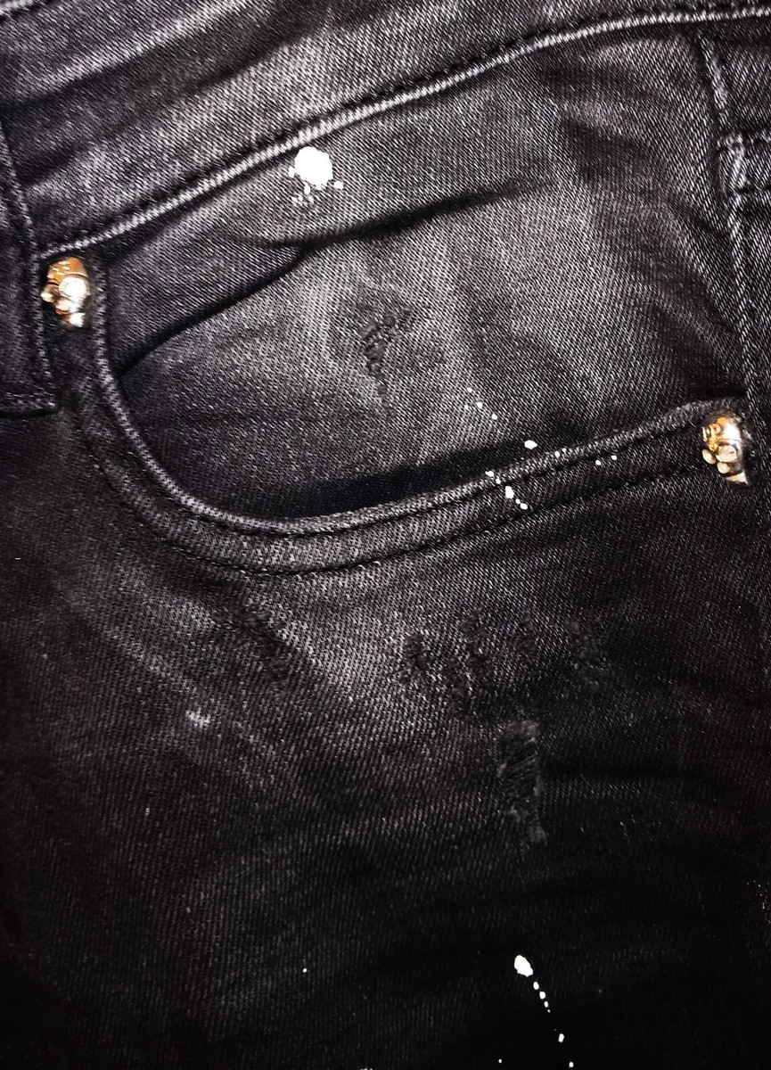 PHILIPP PLEIN Illegal Fight Club Designer Skull Distressed Denim