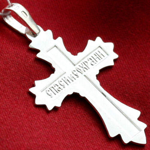 RUSO GRIEGO ORTODOXO ICONO CUERPO CRUZ PLATA925 ESMALTE NEGRO CALIENTE HECHO A MANO RARO - Imagen 3 de 3