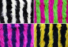 Faux Fur Long Pile 2 Tone Shaggy Stripe Fabric / 60" Wide / Sold By The Yard