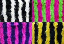 Faux Fur Long Pile 2 Tone Shaggy Stripe Fabric / 60" Wide / Sold By The Yard
