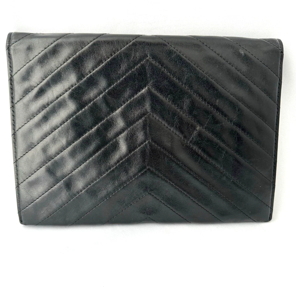 Yves Saint Laurent клатч V стежок кожи черный подлинный 0115 - Изображение 3 из 4