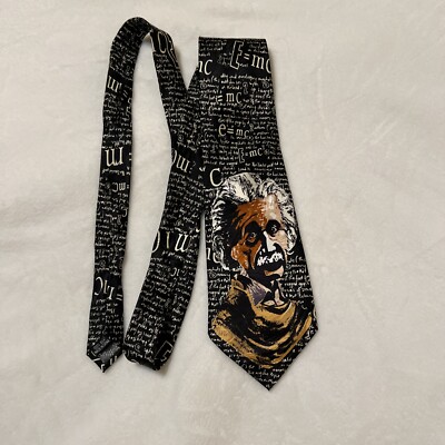 Albert Einstein Classic Neck Tie E=MC2 Science Physics Teacher Class Black Gift