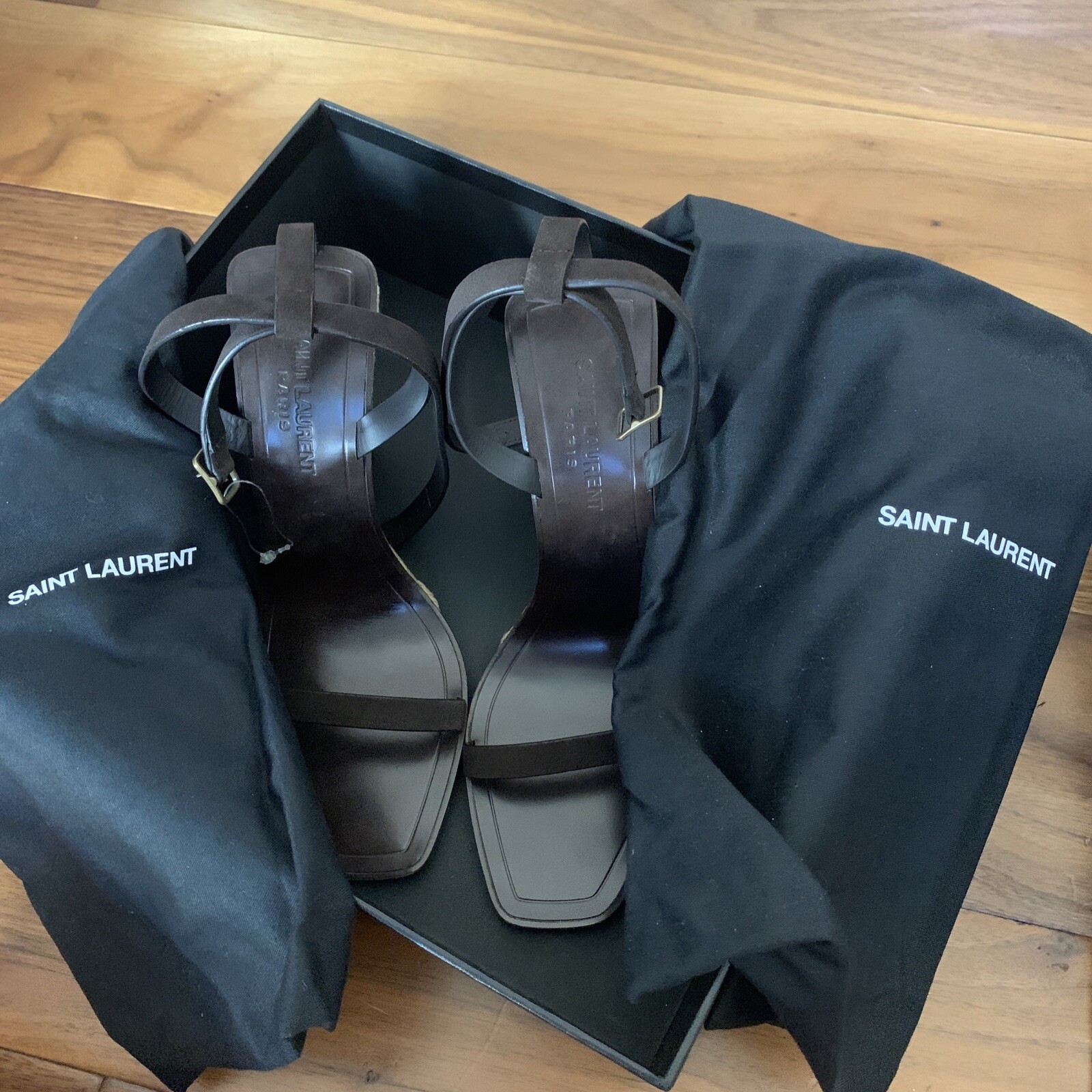 Sandalo con zeppa Saint Laurent YSL Soho pelle scamosciata espadrillas taglia 39 5