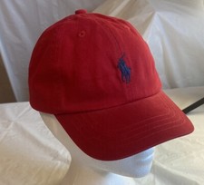 Child's Ralph Lauren Polo Solid Red with Navy Polo Player Baseball Cap-4-7