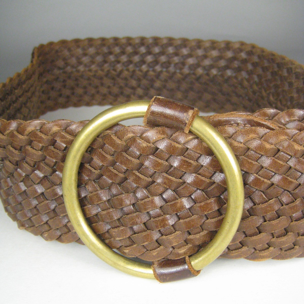 J&M Davidson Vintage Wide Brown Suede Statement Belt with Round Buckle Italian Suede And Leather Round-buckle Dress Belt For Men  main image 4