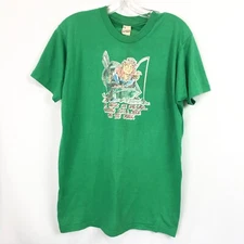 Vintage XL Screen Stars T Shirt Fishing Single Stitch Tee Cartoon Graphic USA